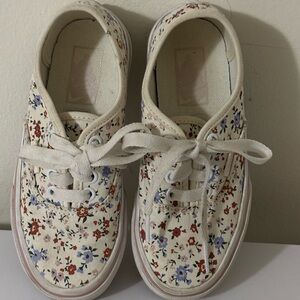 Vans Kids Floral Canvas Sneakers - Red, Blue, Cream